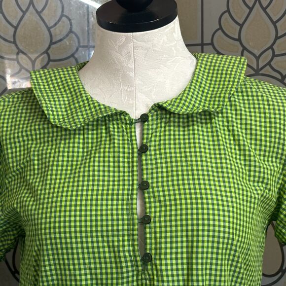 Urban Outfitters Claire Ruffle Babydoll Gingham Oversized Mini Dress Size XS - Picture 5 of 16